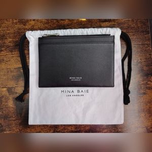 Mina Baie Leather Lijah Wallet in Black/Silver